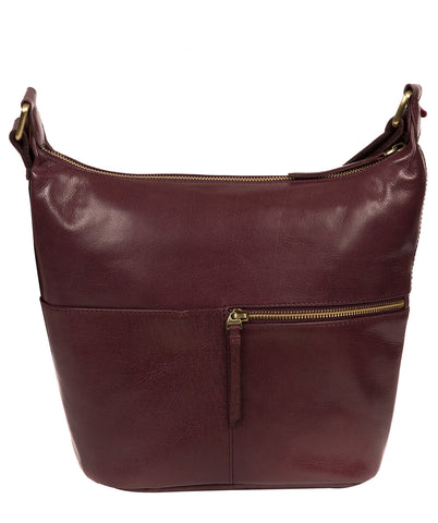 'Kristin' Plum Leather Shoulder Bag