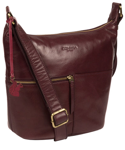 'Kristin' Plum Leather Shoulder Bag