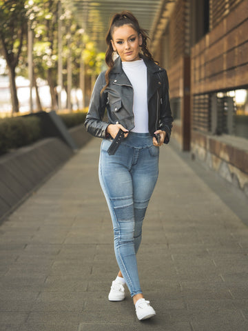 Ella Belted Black Leather Jacket