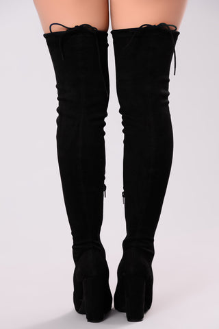 Pretty In Thigh High Boots - Black