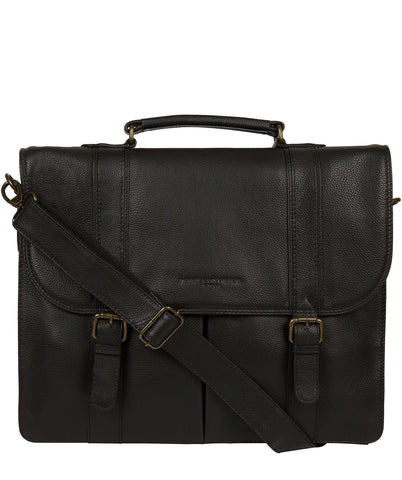 'Baxter' Black Leather Work Bag