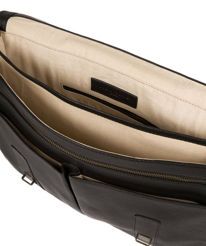 'Baxter' Black Leather Work Bag