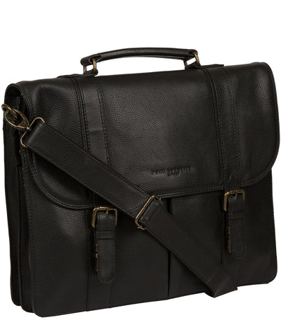 'Baxter' Black Leather Work Bag
