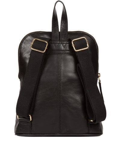 'Zinnia' Jet Black Leather Backpack