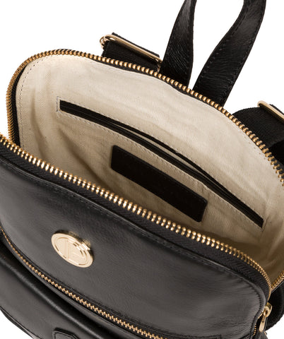 'Zinnia' Jet Black Leather Backpack