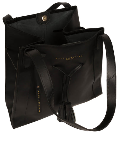 'Bembridge' Jet Black Vegetable-Tanned Leather Extra-Large Shoulder Bag